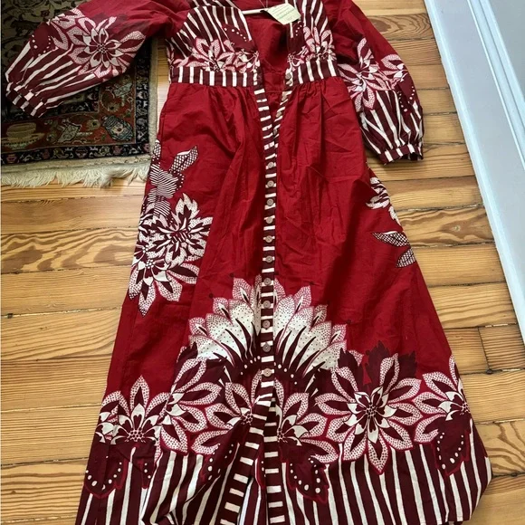 strapless open back dress Red Maxi Floral Long Sleeve Mini Dress  FARM Rio